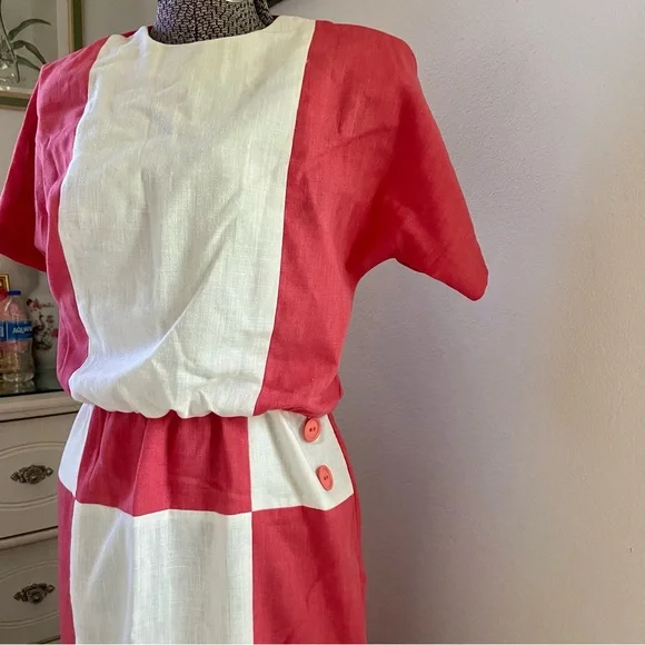 Vintage 80s color block dress - Picture 5 of 11